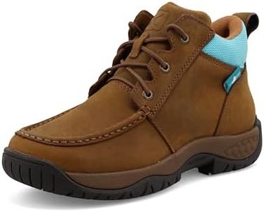 Twisted X Women's 4" All Around Lace Up Hiking Multi Work Boot, Oiled Saddle & Aruba Blue, 10