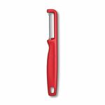 Victorinox Swiss Made Stainless Steel Swiss Classic Iota Peeler, Serrated Double-Edge Peeler for Professional and Household Kitchen, Red, Soft Skin Fruit & Vegetable Peeler | 6.0943.1
