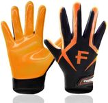 FINGER TEN Football Receiver Gloves Youth Receiving Gloves Pro 3.0 Durable Breathable Flexible for Kids Boys Girls in White Red Black Blue Small Medium X-Large (A-Orange, Large)