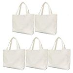 5 Pcs Reusable Canvas Tote Bags, La