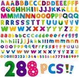 288 PCS Alphabet Combo Set, Bulletin Board Letters including 78pcs Uppercase Letters, 78pcs Lowercase Letters, 30pcs 0-9 Numbers & Punctuation, Chalkboard Classroom Letters for Home School Room Decor
