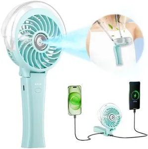 HandFan 4000mAh Handheld Misting Fan, 50ml Water Tank, Rechargeable Personal Mister Fan Portable AC, Spray Water Mist Fans, Foldable Cooling Ice Fans for Beach, Travel, Outdoors(Light Blue)