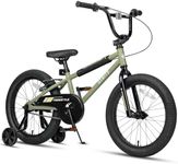 cubsala 18 Inch Little Kids Bike for 5 6 7 8 Years Old Boys Girls Youth BMX Style Bicycle with Training Wheels Coaster & Rear V Brake, Army Green