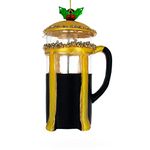 French Press Coffee Maker Blown Glass Christmas Ornament