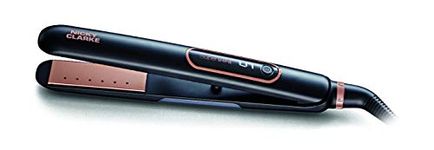 Nicky Clarke SuperShine Straightener Ionic Steam Conditioning, Fast & Even Heat Up Ceramic Plates, 5 Heat Settings 135-235°C with LED Display, 360° Swivel 3m Salon Length Cable, Rose Pink - NSS252-C