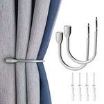 YH YAO Metal Curtain Holdbacks, 2PCS U Shaped Wall Mounted Hook for Home Decor, Decorative Curtain Tieback Curtain Drapery Tiebacks Hooks Curtain Hooks for Wall (Silver)