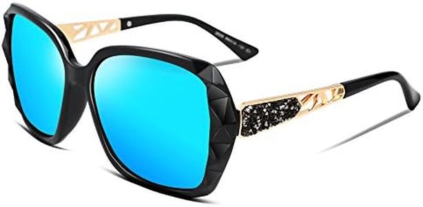 FEISEDY Polarized Women Square Sunglasses Sparkling Composite Shiny Frame B2289