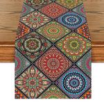 Artoid Mode Boho Vintage Geometric Moroccan Colourful Mandala Table Runner, Kitchen Dining Table Decoration for Home Party Decor 40x140 cm