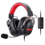 Redragon H376 Aurora Wired Gaming Headset, 7.1 Surround Sound Over-Ear Headphone w/40 MM Audio Drivers, Advanced EQ Mode, 240g Lightweight, Cozy Memory Foam Pads, USB Powered for PC/PS4/NS - Black