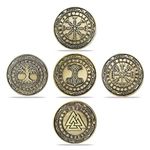 Norse Viking Symbol Coin Nordic Mythology Proective Talisman, Set of 5