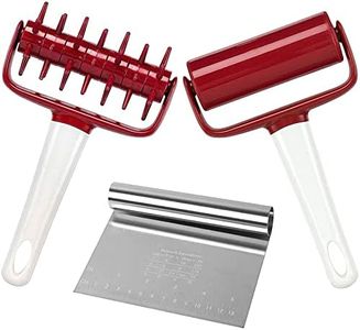 Qitdathn 3 pcs Pizza Tool Set Including Pastry Pizza Roller, Pizza Dough Docker that Time-Saving and Dough Cutter (3 pcs)