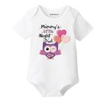 KNITROOT Mom Family Special Onesies, Unisex Baby Kids Cotton Lycra Envelope Neck Half Sleeve White Romper, Bodysuit, Sleepsuit, Mommy's Little Night Owl, 0-3 Months, Infant Cloths for Boys & Girls