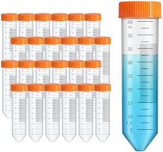 Locofiltr Conical Centrifuge Tubes 50mL, 25Pcs Sterile Polypropylene Test Tubes, Leak-Proof Screw Caps, Plastic Container with Graduated & Write Marks, Non-Pyrogenic, DNase/RNase Free, Human DNA-Free