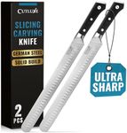 Cutluxe Slicing Carving Knife (2-Pack) – 12" Brisket Knife, Meat Cutting and BBQ Knife – Razor Sharp German Steel, Full Tang, Ergonomic Handle Design – Artisan Series