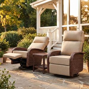 VELSCAPE Resort-Grade Outdoor Swivel Recliner, 6.2" Ultra Thick Cushions