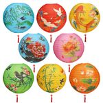 SINGOMON 8PCS Chinese Lanterns Chinese Traditional Patterns Paper Lanterns Flower Bird Fish Bamboo Paper Lamps Hanging Paper Lantern for Chinese Spring Festival Decorations, Chinese Mid-Autum Festival