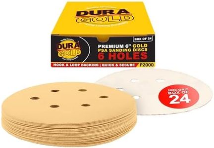 Dura-Gold Premium 2000 Grit 6" Gold Sandpaper Discs, 6 Hole Pattern Dustless, Box of 24 - Hook & Loop Backing for DA Sander, Detailing Finishing Color Sanding Automotive Paint, Woodworking Wood, Metal