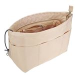 Time Wing Purse Organizer Insert Tote Handbag Organizer Pocketbook Divider Bag in Bag Shaper Liner Multi Pockets Compartments Zippers Key Chain X Large Beige