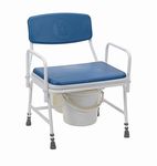 NRS Healthcare Heavy Duty Height Adjustable Bariatric Commode with Detachable Arms and Seat, Large, Blue and White