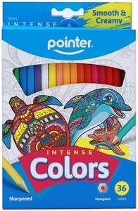 Pointer Colors Smooth Colored Pencils, Pre-Sharpened, 36 Vibrant Colors, Hexagonal Shape, Creamy Application for Drawing and Art Projects