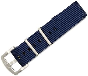 BluShark - Original Collection Military-Style Waterproof Watch Strap, Fits All Timepiece Brands, Durable Nylon Wristwatch Accessories with Stainless Steel Buckle, Navy Blue, 22mm
