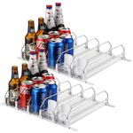 Vesici 2 Set 12 Inch 5 Rows Drink Organizer for Fridge Soda Can Dispenser for Refrigerator with Smooth and Fast Pusher Glide Automatic Drink Dispenser Drink Holder for Refrigerator Can Water Bottle