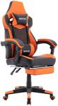 WOTSTA Gaming Chair with Footrest,High Back Gamer Chair with Massage Reclining Computer Chair Big and Tall Racing Gaming Chair Ergonomic Game Chair for Adults PVC Leather (Orange)