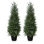 Fopamtri Artificial Plants Outdoor 90cm Cypress Tree Fake Plants Plastic in Pot, UV Rated Cedar Tree for Indoor Outdoor Home Garden Porch Decor(2 Pack)