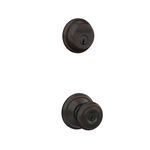 Schlage FB50N V GEO 716 B60 Single Cylinder Deadbolt and F51 Keyed Entry Georgian Knob Keyed Alike, Aged Bronze Finish