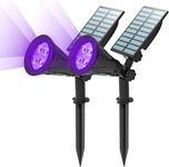 T-SUN 2 Pack LED Solar Spotlights, Super Bright 250LM Outdoor Security Garden Landscape Lamps, Violet, Auto-on at Night/Auto-Off by Day,180°Angle Adjustable for Patio,Tree,Deck,Wall, Pool Area