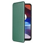 SHIEID Wallet Case for Blackview A70 2021 Carbon Case, has Kickstand function and Card Slots with Magnetic Buckle Phone, Carbon fiber Phone Case Compatible with Blackview A70 2021-Green