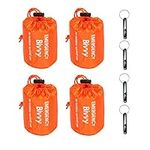 4 Pack Emergency Bag Survival Bivvy Sack with Whistles, Lightweight Portable Emergency Supplies for Outdoor Camping Hiking Keep Warm After Earthquakes, Hurricanes Disasters