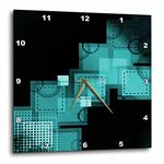 3dRose dpp_111211_3 Turquoise Squares Stitched & Digital Abstract Art Wall Clock, 15 by 15"