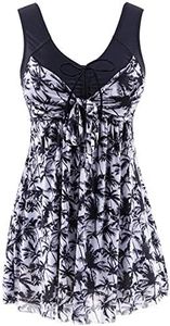 wantdo Women's Plus Size Swimsuit Cover Up One Piece Bathing Suit Push Up Swimwear Black Coco 18-20