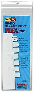 Redi-Tag, RTG31010, Permanent Stick Write-On Index Tabs, 416 / Pack, White, 416 Tabs