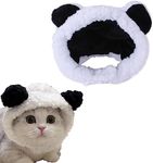 CENZICOM Warm Adjustable Cute Cat Costume Bear Hat, Soft Small Pet Headwear Bear Hat for Cat Puppy Dog (Black-White)