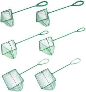 Lpraer 6 pcs Aquarium Fish Net Fine Mesh Nylon Net with Long Handle Square Quick Catch Net for Fish Tank (6 pcs (4+5+6 inch))