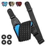 LEKATO Guitar Straps for Electric Guitar Bass, 3.5" Wide Padded Guitar Strap Neoprene Pad with 3D Sponge Filling Bass Guitar Straps Adjustable Length from 45" to 55" with Strap Locks, Picks, Blue