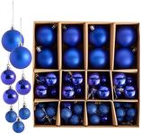 THE TWIDDLERS – 50-Pack Blue Christmas Baubles - Various Sizes and Finishes - 6cm, 4cm, 3cm - Matte, Glossy, and Glitter Designs for Tree Decorations