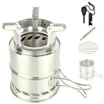 Mastiff Gears® Lightweight Camping Stove, Stainless Steel Backpacking Stove, Potable Wood Burning Stove for Picnic BBQ Camp Hiking, Two Sizes (Small - 5.25" Diameter)