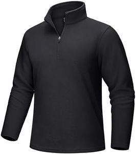 MAGCOMSEN Men 1/4 Zip Pullover Sweater Collared Sweatshirt Fleece Lined Thermal Shirt Cold Weather Thermal Black L