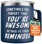 KLUBI Mens Birthday Gift Ideas - Sometimes You Forget You're Awesome 14oz Navy Coffee Mugs for Men Christmas Gifts Thank You Gifts for Men Gifts for Birthday Gifts for Men Unique Gifts for Men Over 50