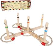 GOTHINK Ring Toss Outdoor Game Set for Kids & Adults - Indoor/Outdoor Fun with 5 Hemp Ropes & Mesh Bag, Perfect Game Set for Backyard, BBQ, Camping and More