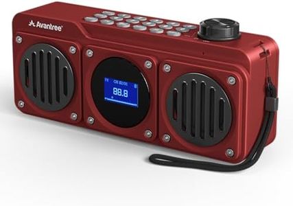 Avantree Boombyte - Portable Digital FM Radio with Bluetooth Speaker, Superb Sound, Metal Finish, MP3 Player, Support Micro SD Card & USB Audio Input, Long Play Time, Rechargeable, Easy to Use - Red