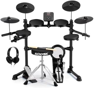 AODSK Electric Drum Set for Beginners with 241 Sounds,4 Quiet Drum Pads,2 Pedal,Throne,Sticks,Electronic Drum with Headphone,AED-400pro