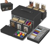 Cortile Commander Deck Box for MTG, Modular Card Deck Box with 6-deck Card Case and 2 Dice Trays Holds 780+ Double-Sleeved Cards, Ergonomic Handle and 35PT Magnetic Holders for TCG/EDH, Black Grey