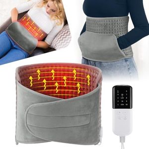 Necomi Heating Pad for Back Pain Relief, 30 x 125 cm Fast Electric Heating Pad with 10 Heat Settings, 4 Timer Options, Soft Machine Washable Electric Heating Pad with Velcro & Pockets for Abdominal Neck & Shoulder Pain, Fast Heating