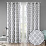 SUN SMART Blakesly Blackout Curtains Patio Window, Ikat Print, Grommet Top Living Room Decor, Living Room Decor, Thermal Insulated Light Blocking Drape for Bedroom and Apartments, 50" x 84", Grey