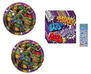 Teenage Mutant Ninja Turtles TMNT Birthday Party Supplies Bundle includes Dessert Cake Plates and Cake Beverage Napkins - Serves 16