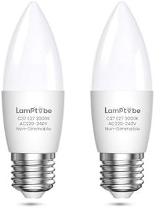 Lamptobe Candle E27 Edison Screw LED Bulb, 7W ES Bulbs 60W Equivalent, C37 Warm White 3000K Energy Saving Light Bulbs for Chandelier, Non-dimmable, 2-Pack